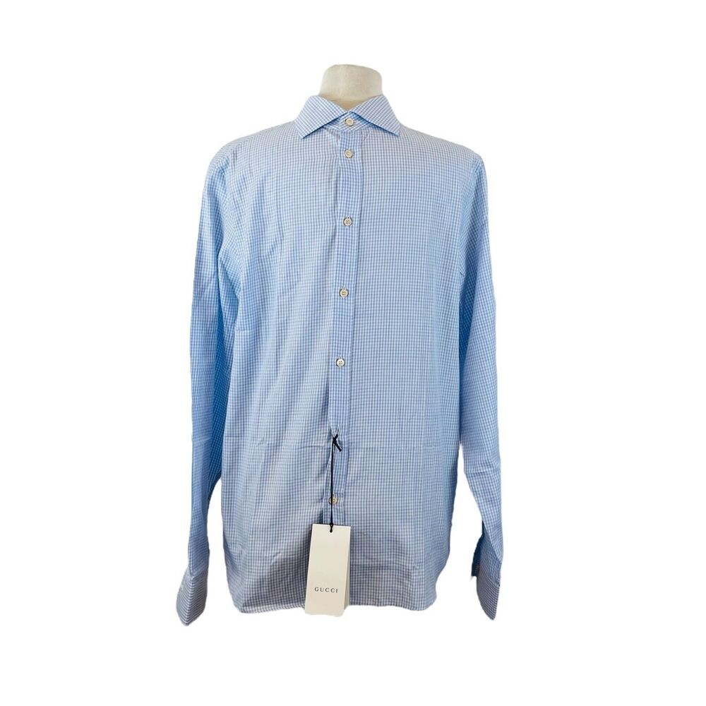 Gucci Men's Blue Pocket Button Down Shirt